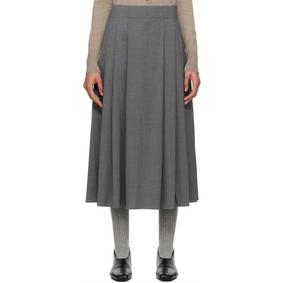 NEW MARIA MCMANUS pleat front full skirt in charcoal gray
